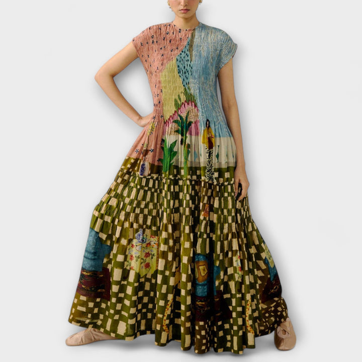 Sukienka plisowana w zwierzęcy wzór