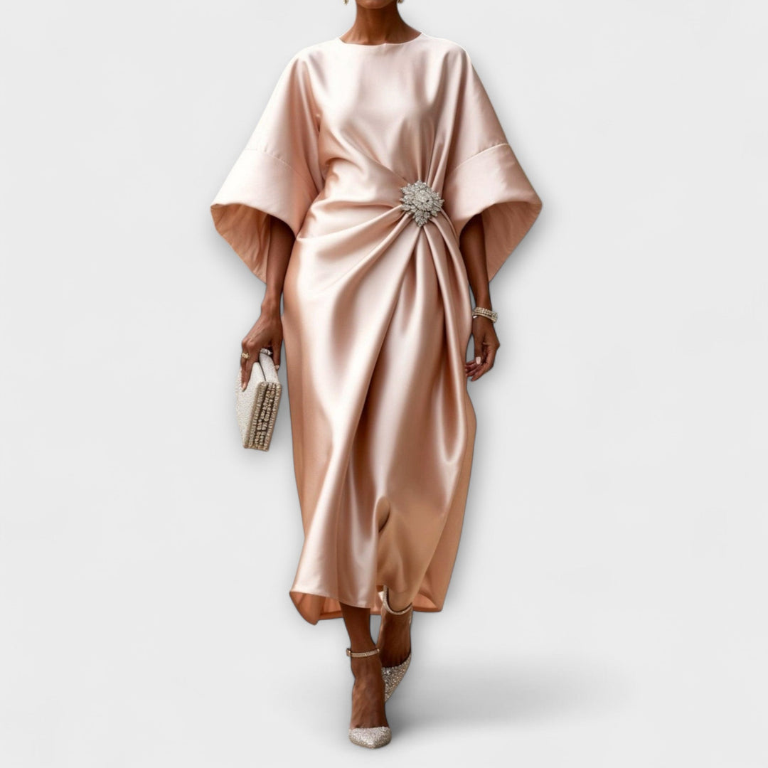 Luxusní lesklé saténové maxi šaty