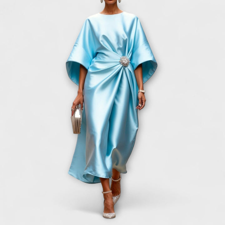 Luxusní lesklé saténové maxi šaty