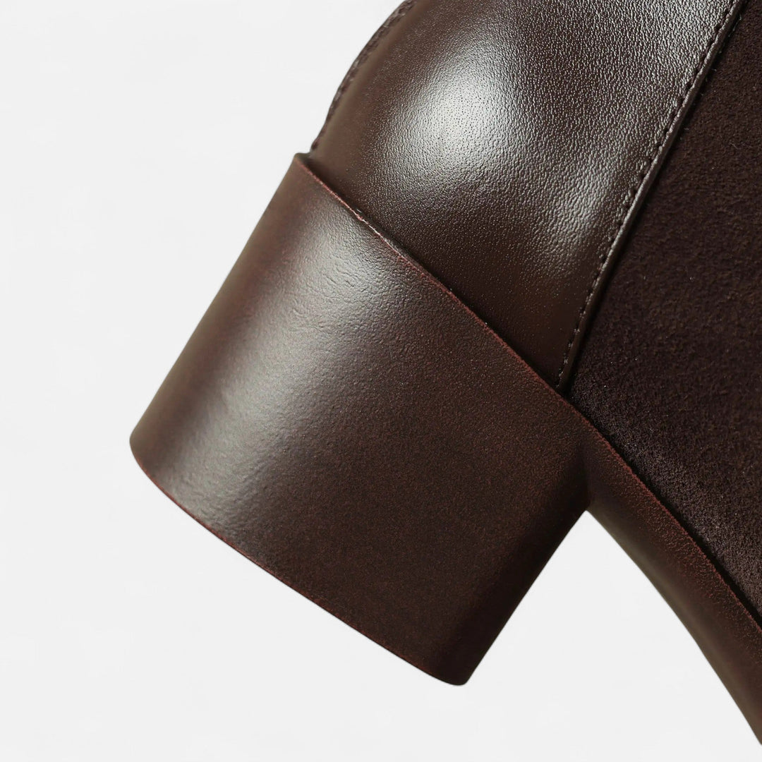 Damskie zamszowe botki za kostkę – kwadratowy nosek, średni obcas