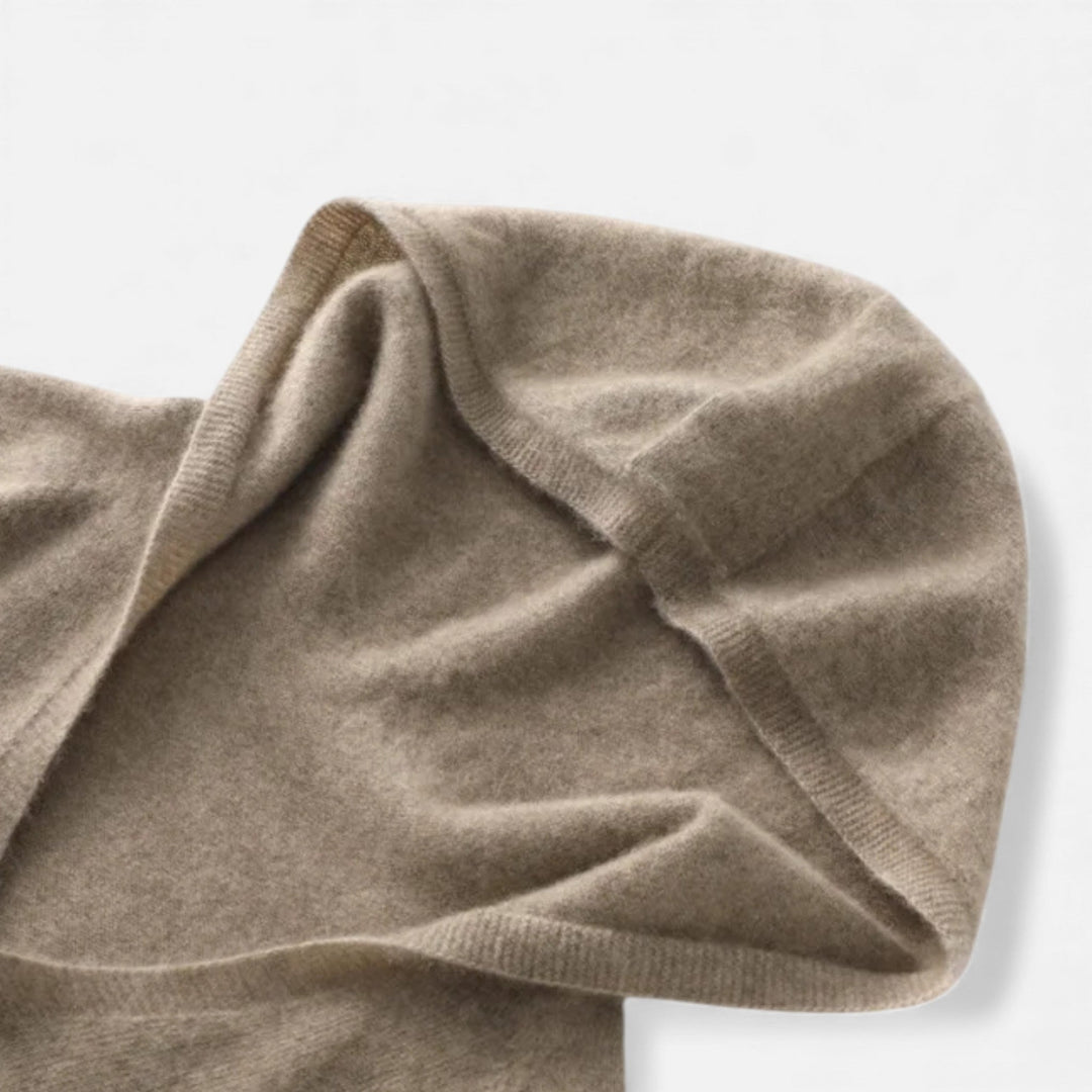 Dámská volná vlněná pletená mikina s výstřihem do V