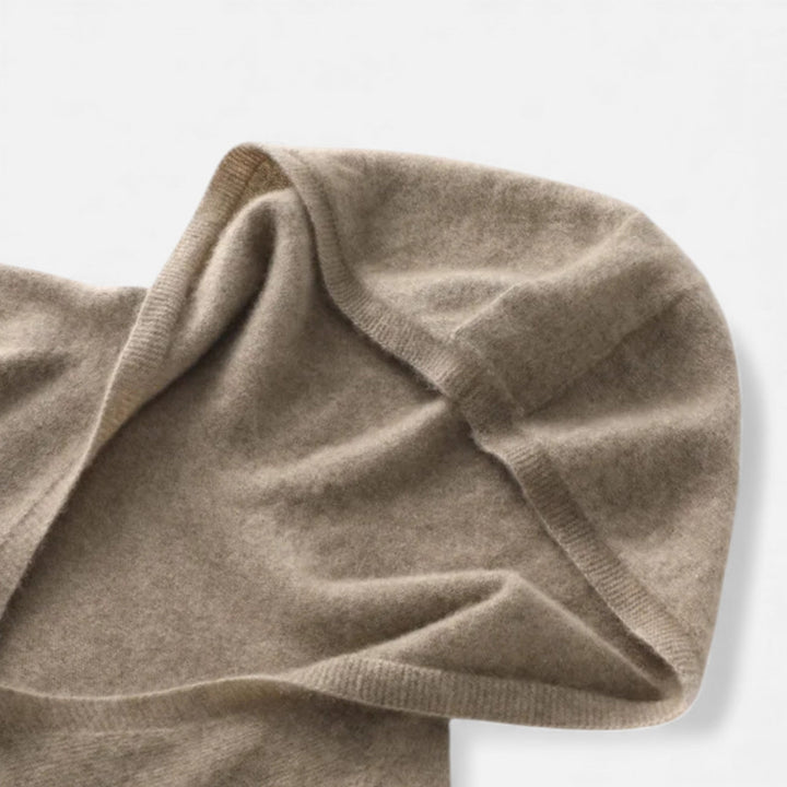 Dámská volná vlněná pletená mikina s výstřihem do V