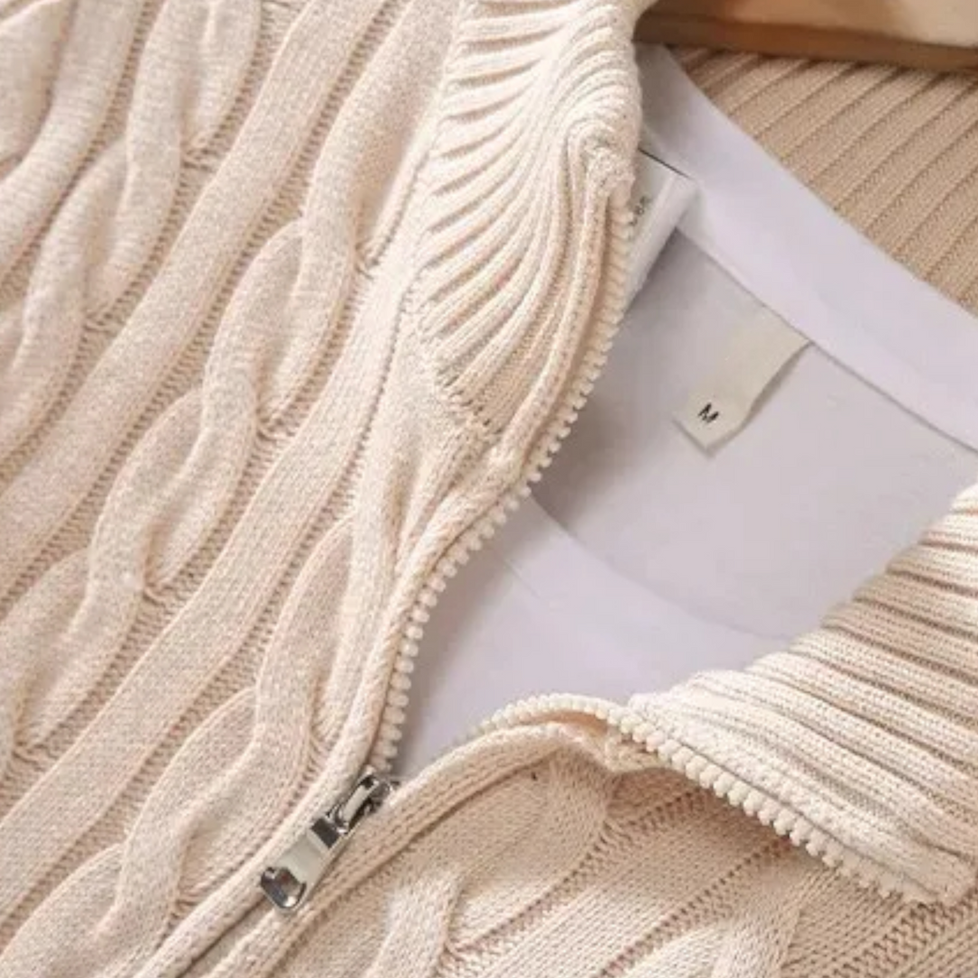 Pull à col roulé épais pour homme avec fermeture éclair