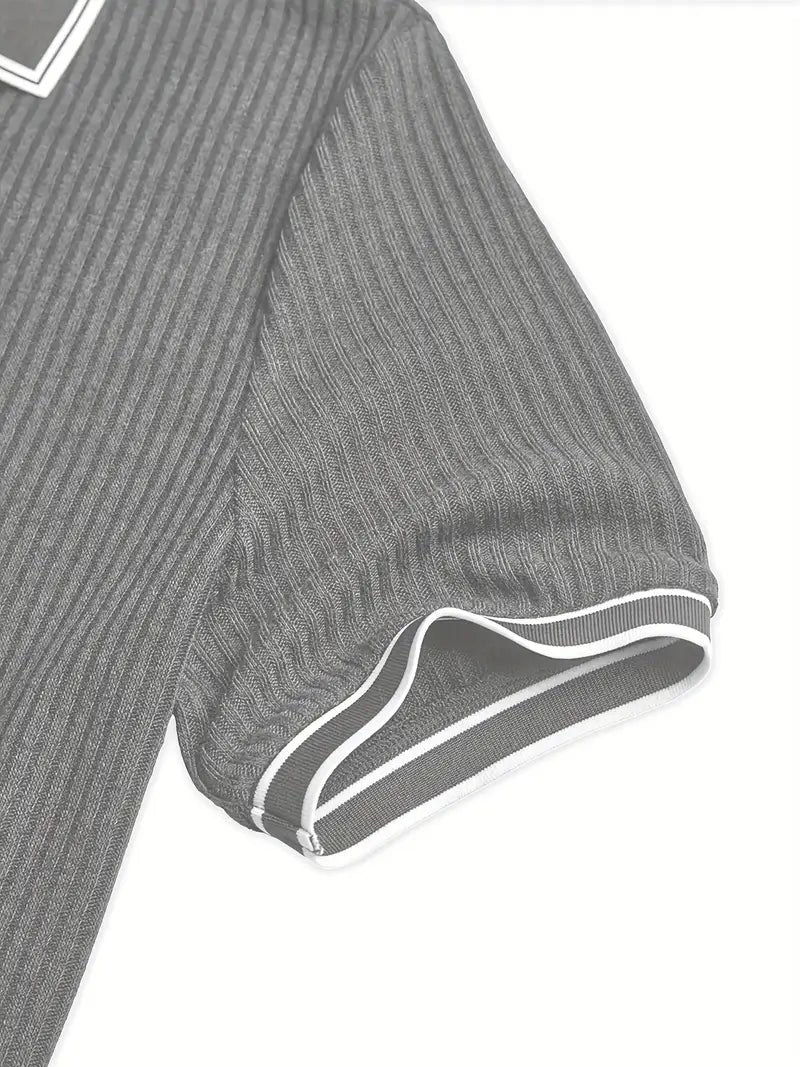 Pánské žebrované polo s kontrastním límečkem