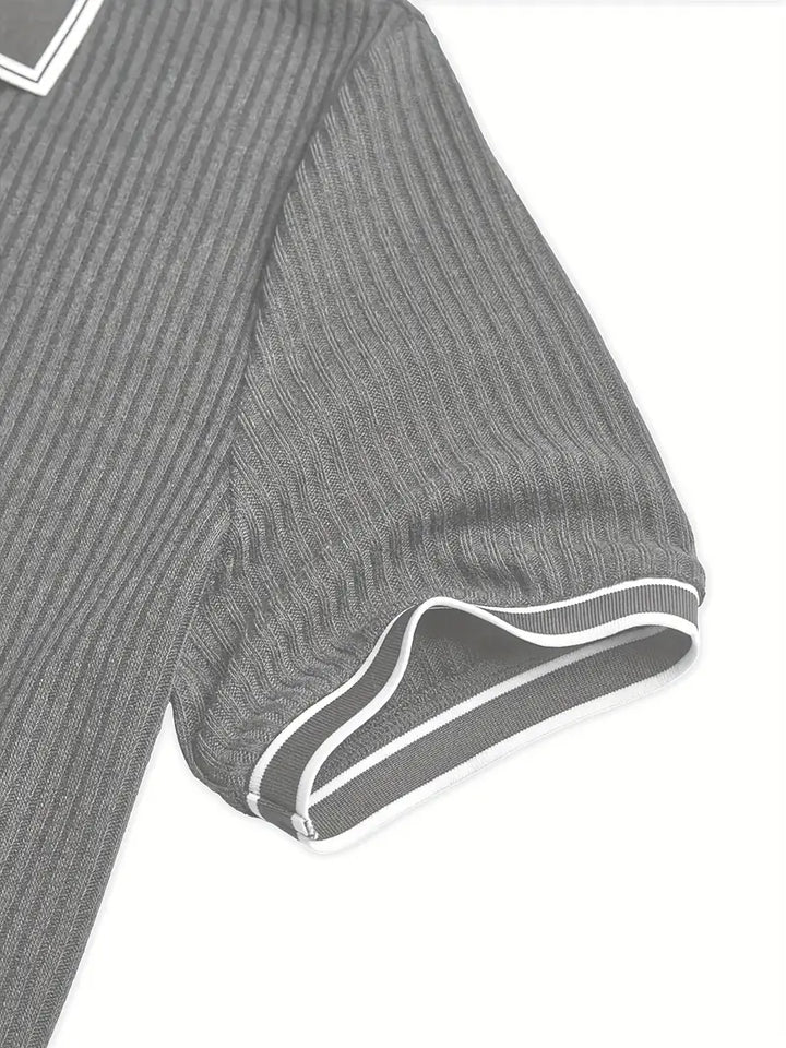 Pánské žebrované polo s kontrastním límečkem