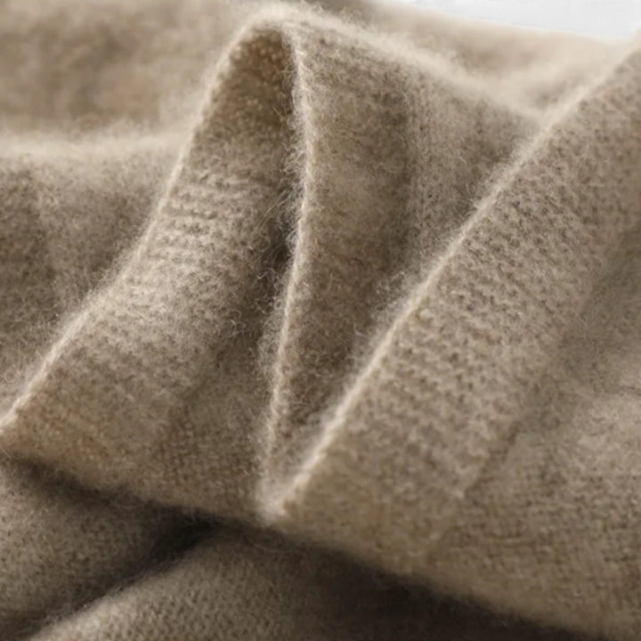 Dámská volná vlněná pletená mikina s výstřihem do V