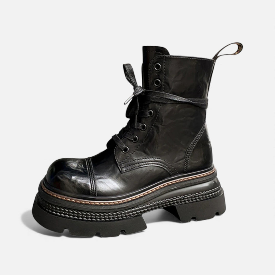 Bottes d'hiver à plateforme pour femmes, doublées en peluche, à lacets