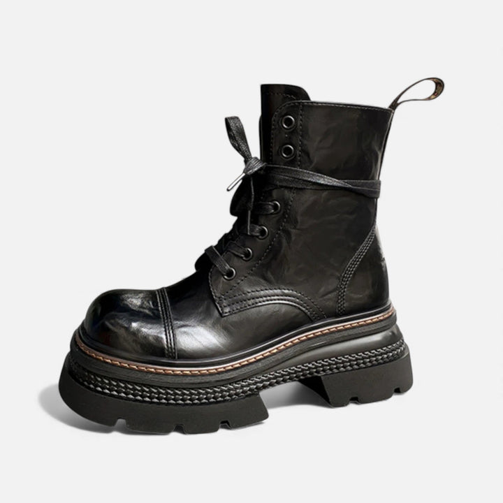 Bottes d'hiver à plateforme pour femmes, doublées en peluche, à lacets