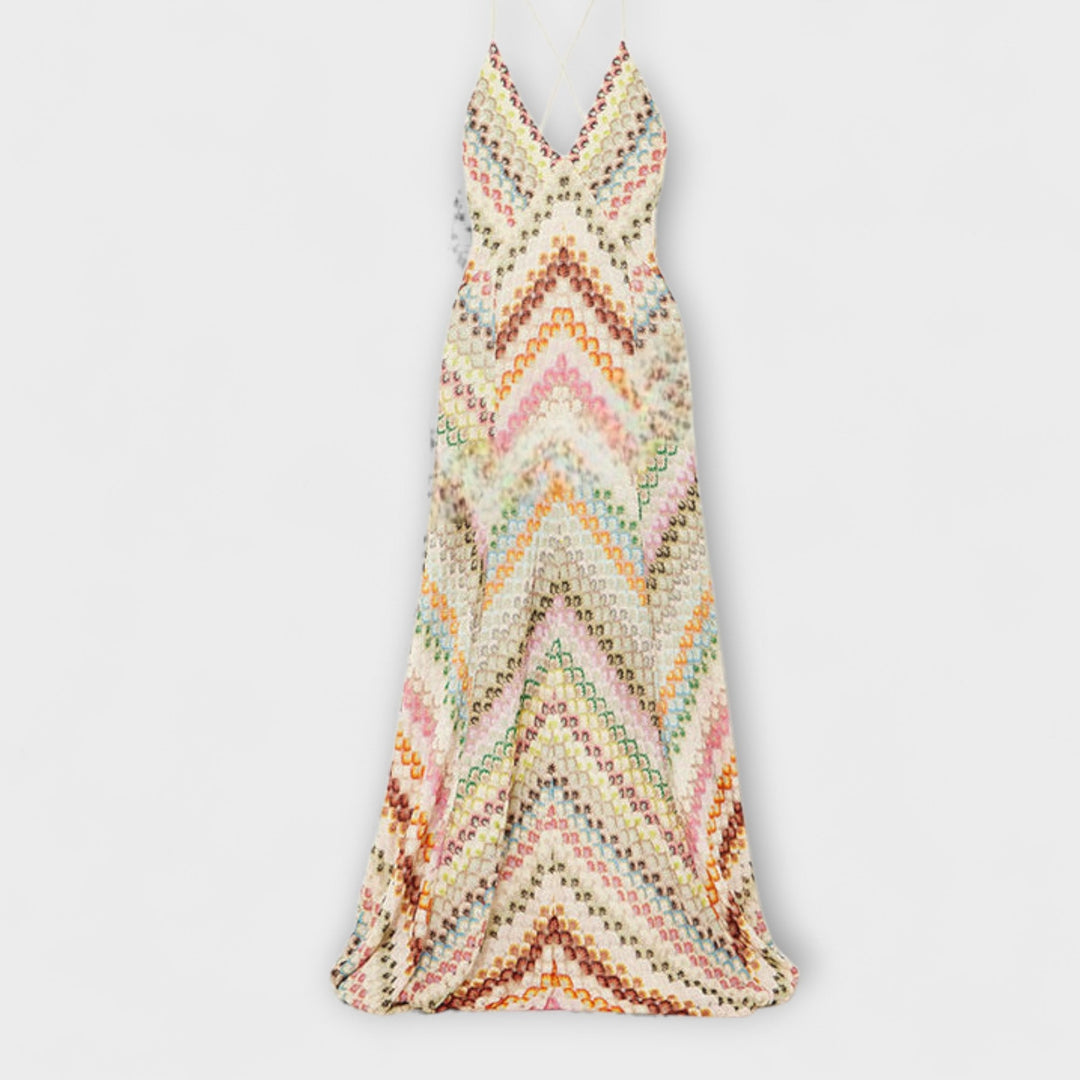 Missoni Colorful Herringbone Pattern Maxi Dress