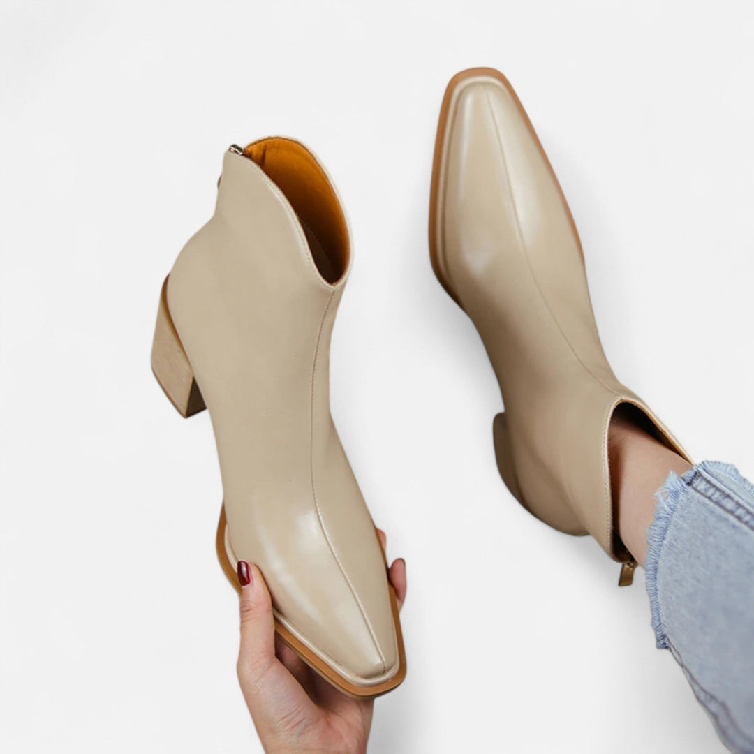 Damskie botki na obcasie z wąskim noskiem ze skóry syntetycznej