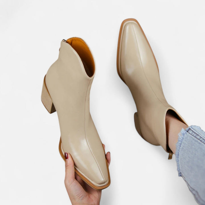 Damskie botki na obcasie z wąskim noskiem ze skóry syntetycznej