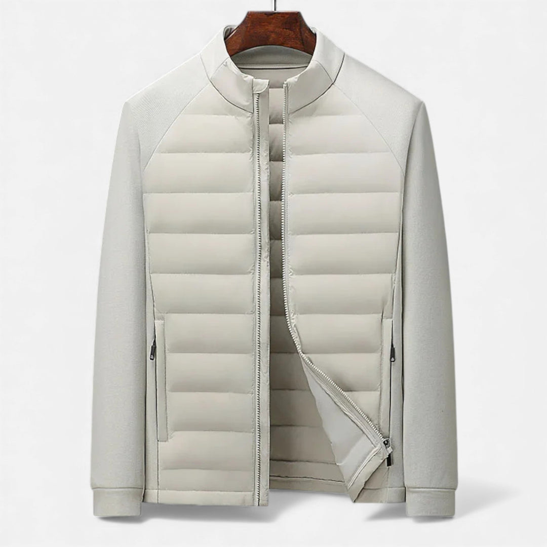 Pánská prošívaná péřová bunda s límcem do stoje