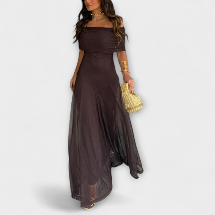 Toledo One-Shoulder Mesh Maxi Dress