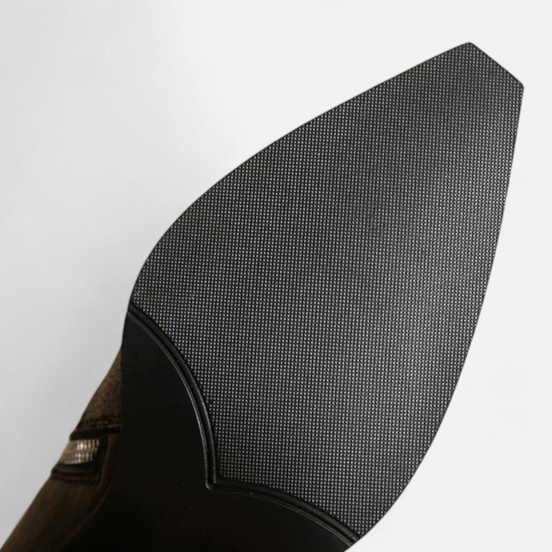 Maison Vaison | Dámské pravé kožené chelsea boty – špičatá špička, hranatý podpatek