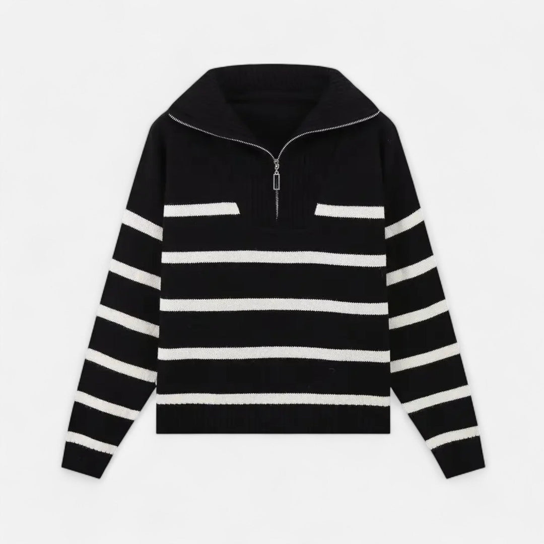 Women's Striped Polo Sweater – Refined Autumn Heritage