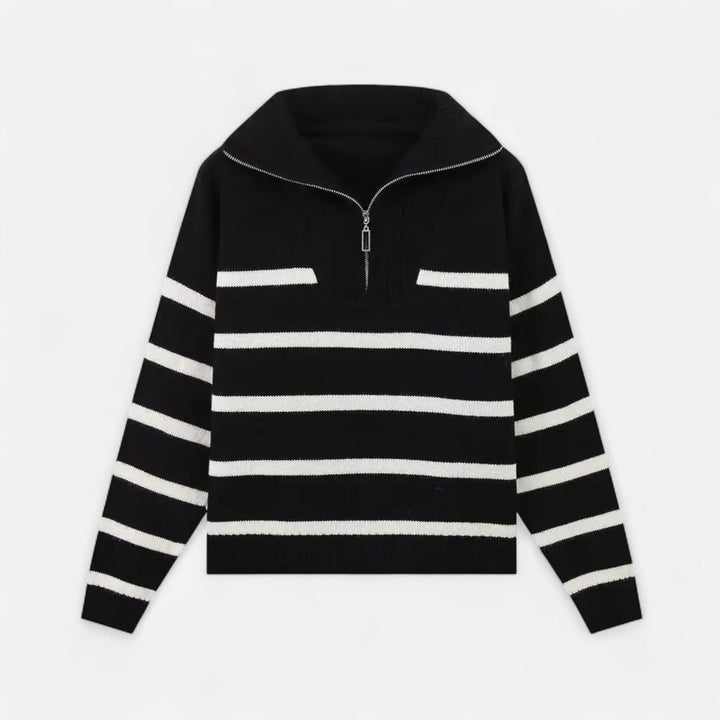 Women's Striped Polo Sweater – Refined Autumn Heritage