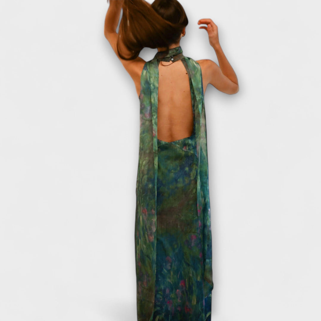Monet Iris Print Maxi Dress