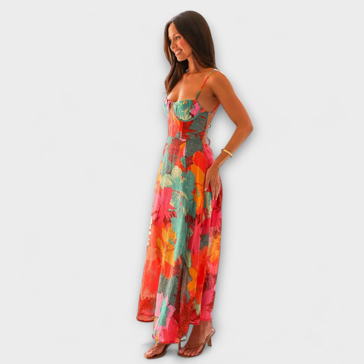 Sukienka na ramiączkach w kwiaty dla kobiet - Stylowa i urzekająca