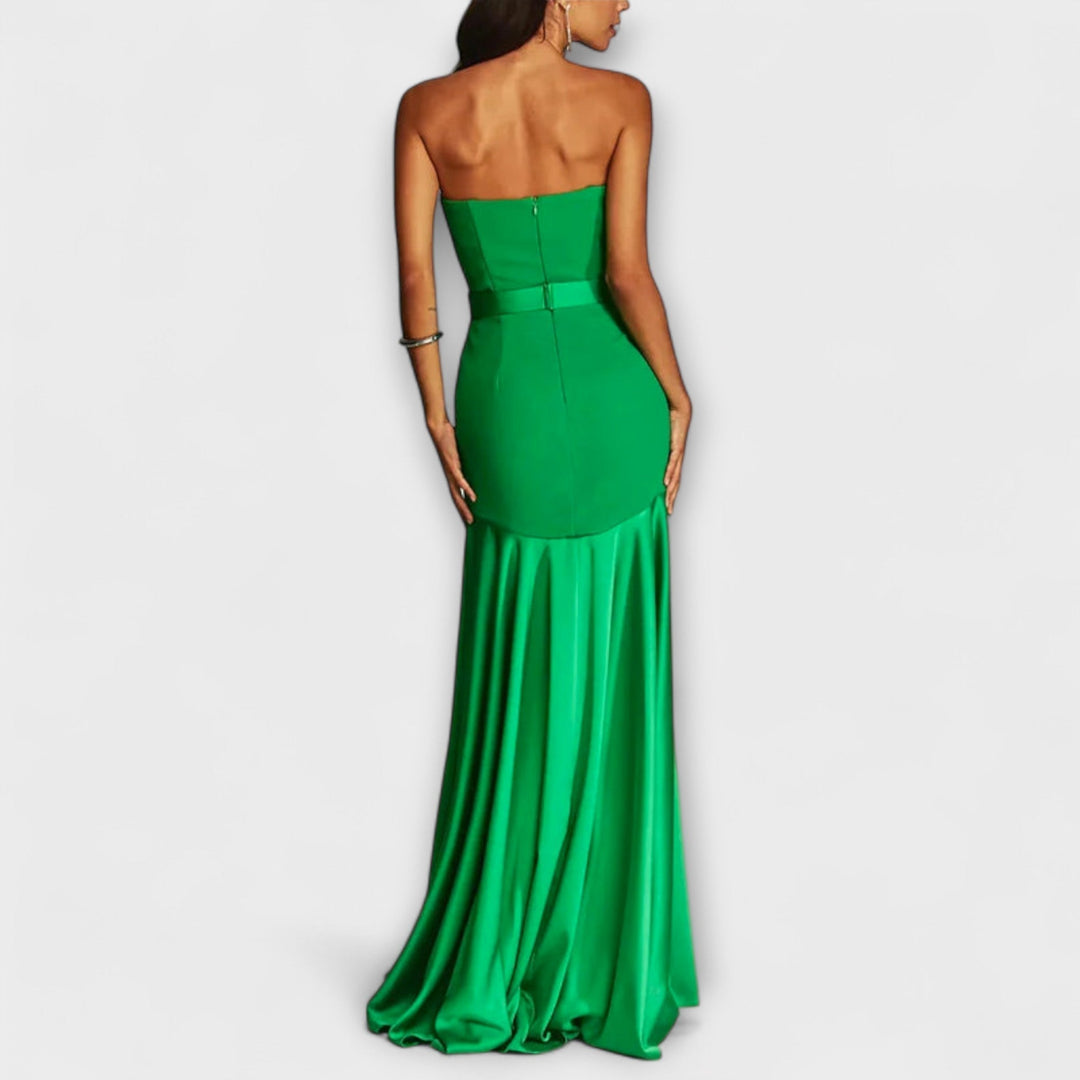 Off-Shoulder Maxi Dress with V-Neck