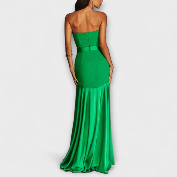 Off-Shoulder Maxi Dress with V-Neck