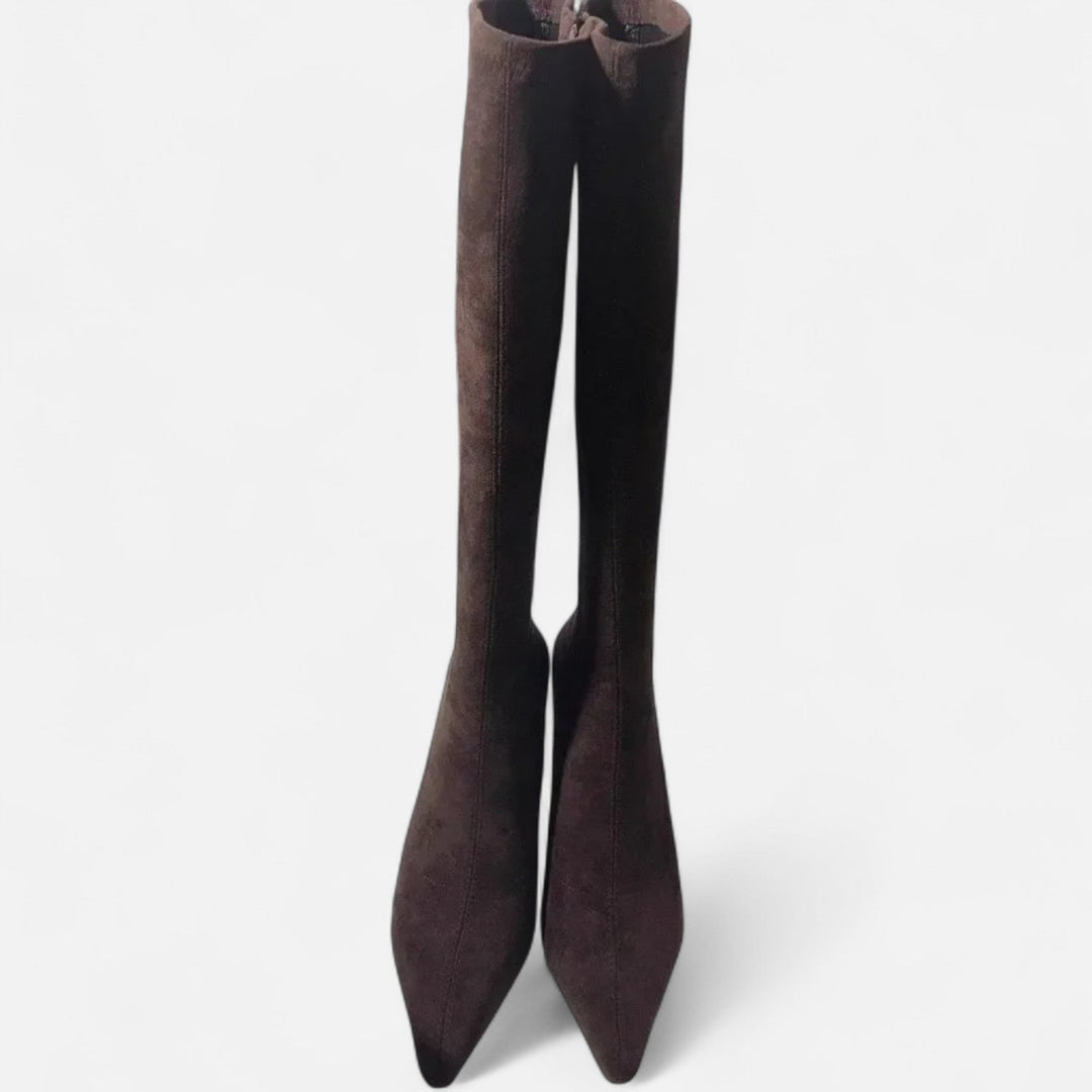 Maison Vaison | Women’s Suede Thigh-High Heeled Boots
