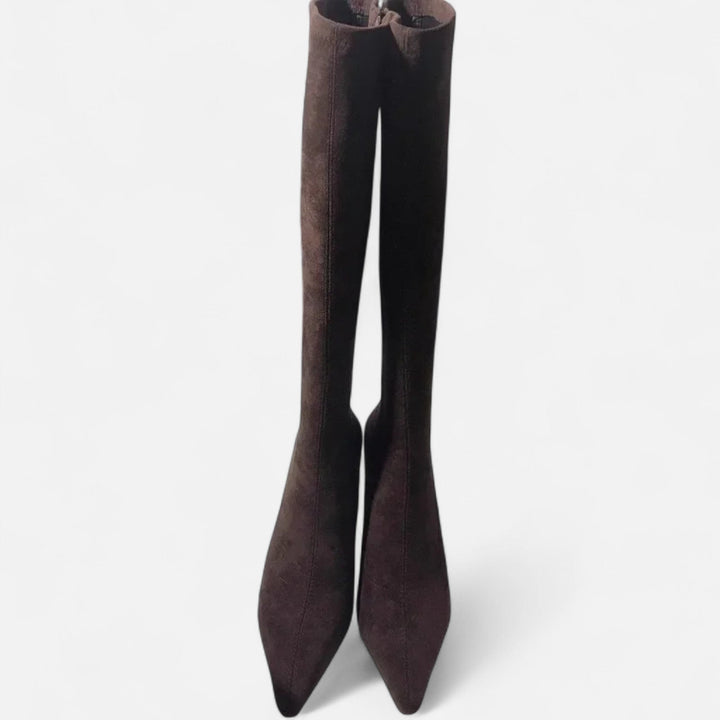 Maison Vaison | Women’s Suede Thigh-High Heeled Boots