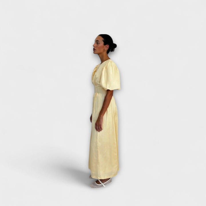 Butter Yellow Maxi Dress with Airy Design