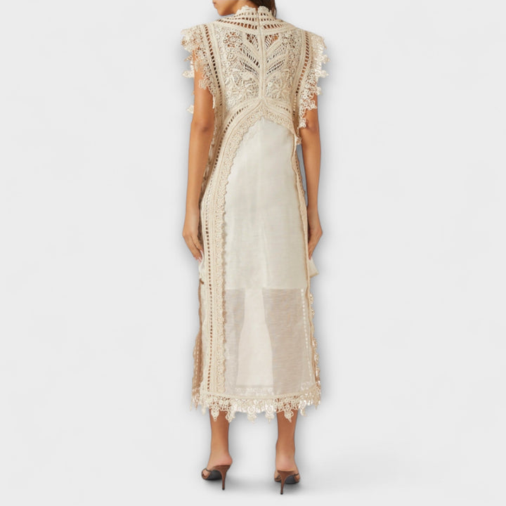 Woven Hollow Organza Maxi Dress