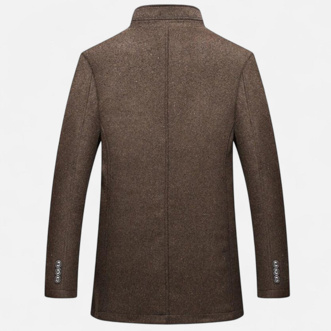 Maison Vaison | Men’s Long Wool Overcoat with Vest Panel