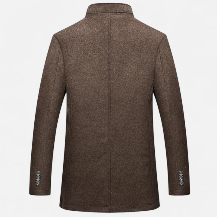 Maison Vaison | Men’s Long Wool Overcoat with Vest Panel