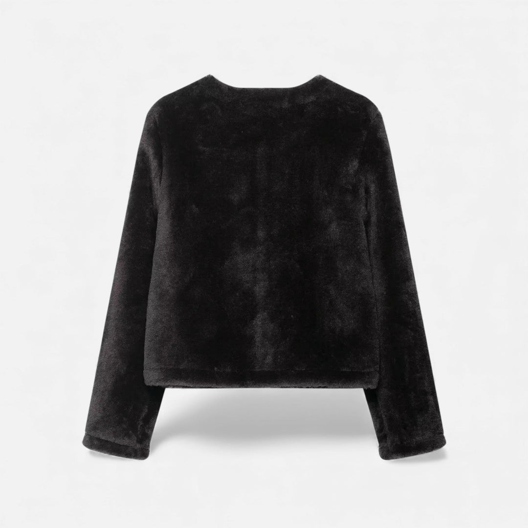 Damska kurtka z zatrzaskami i sztucznym futrem