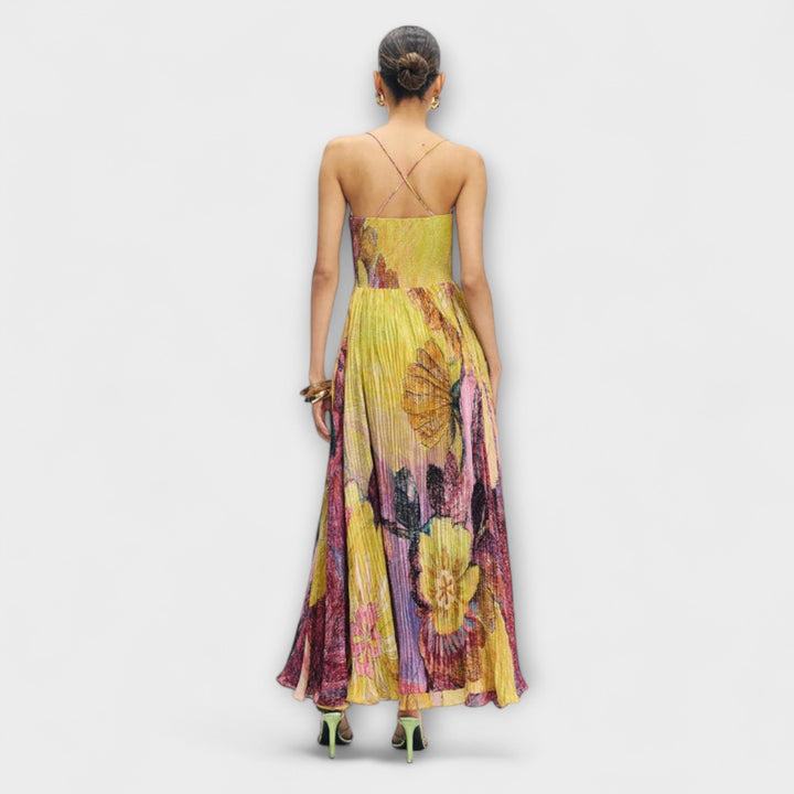 Maxi Dress with Vibrant Ikat Print