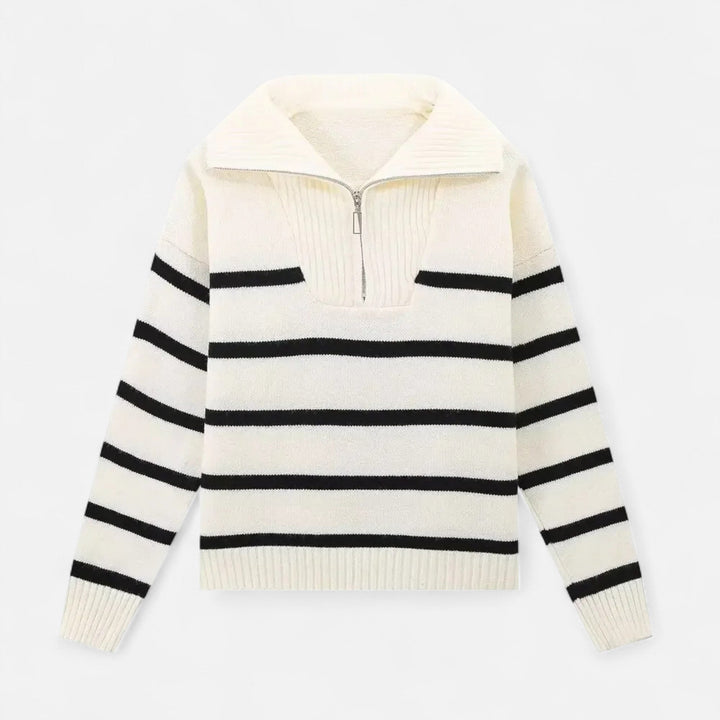 Women's Striped Polo Sweater – Refined Autumn Heritage