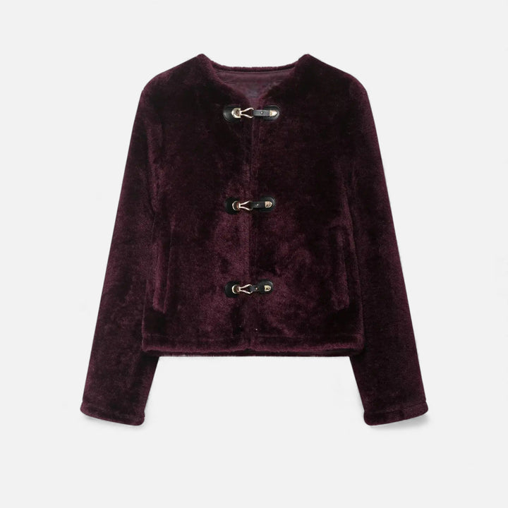 Damska kurtka z zatrzaskami i sztucznym futrem