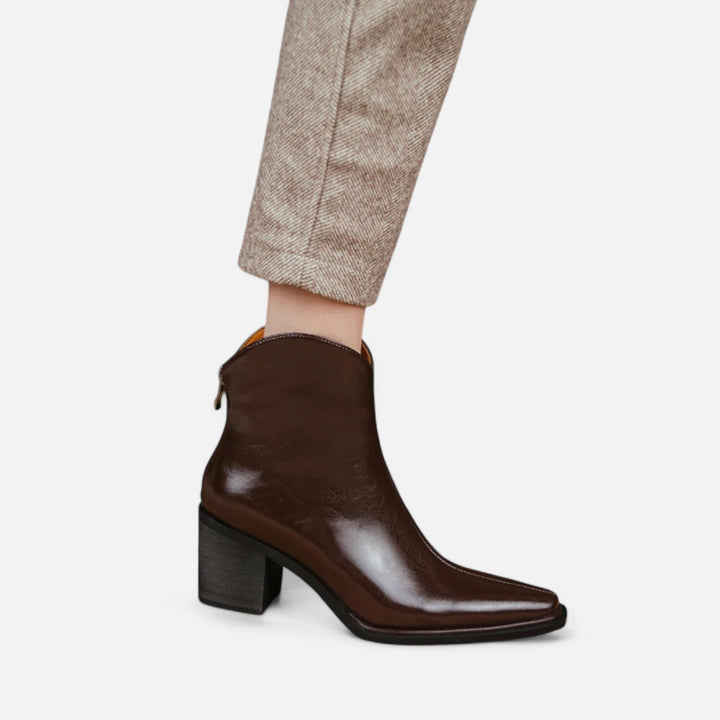 Damskie botki na obcasie z wąskim noskiem ze skóry syntetycznej