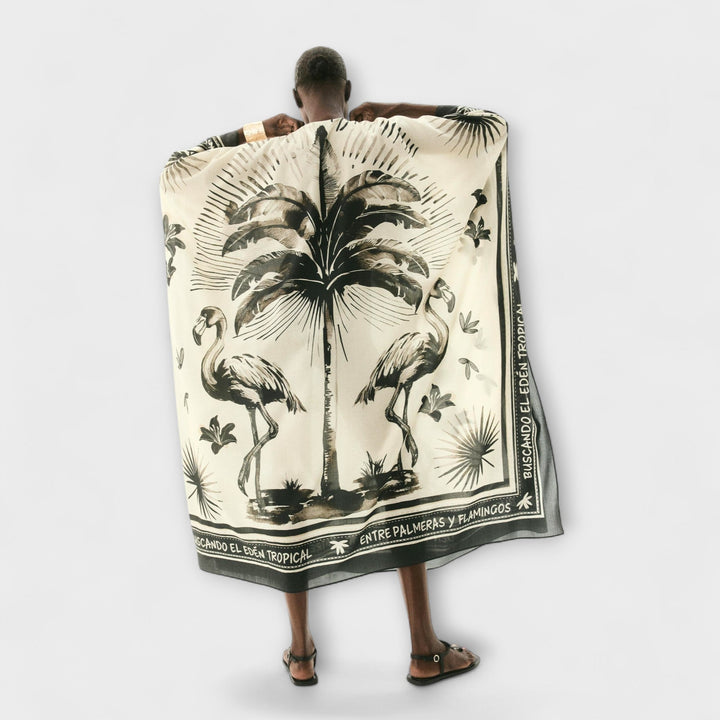 Extra-large Flamingo Print Kaftan Maxi Dress