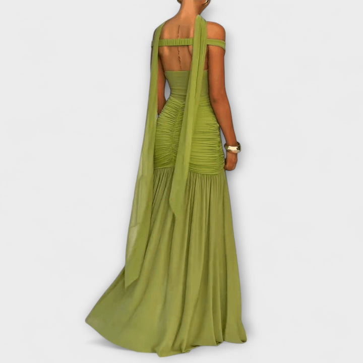 Olive Green V-Neck Maxi Dress
