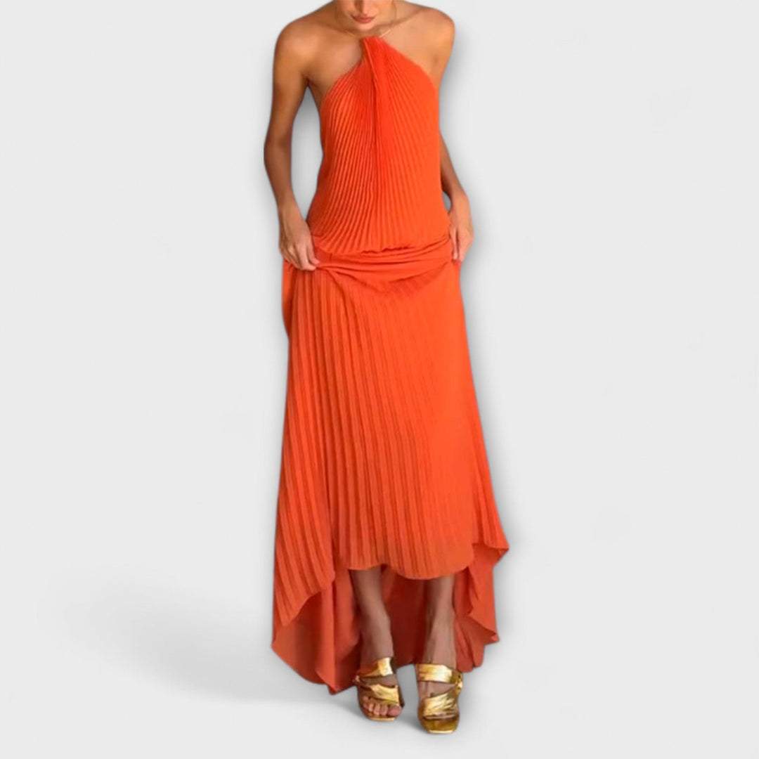 Stylish Dress with Pleated Neckline