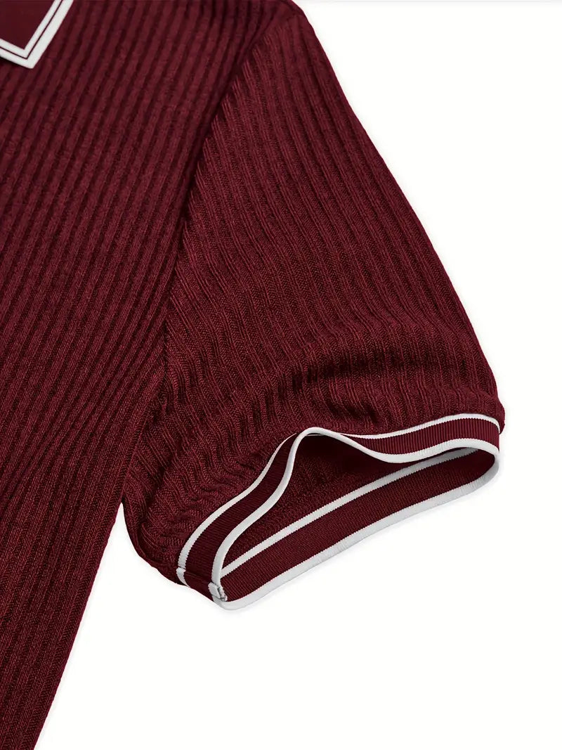 Pánské žebrované polo s kontrastním límečkem