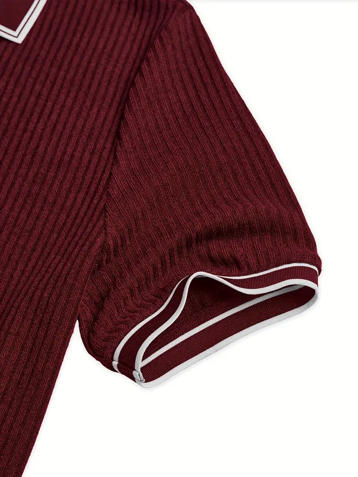 Pánské žebrované polo s kontrastním límečkem