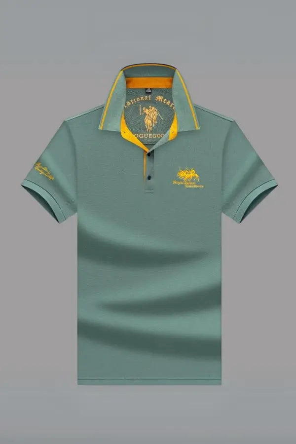 Ekskluzywna koszulka polo z kołnierzem mandaryńskim – męska