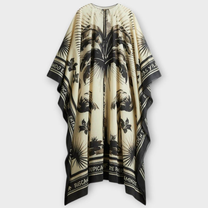 Extra-large Flamingo Print Kaftan Maxi Dress