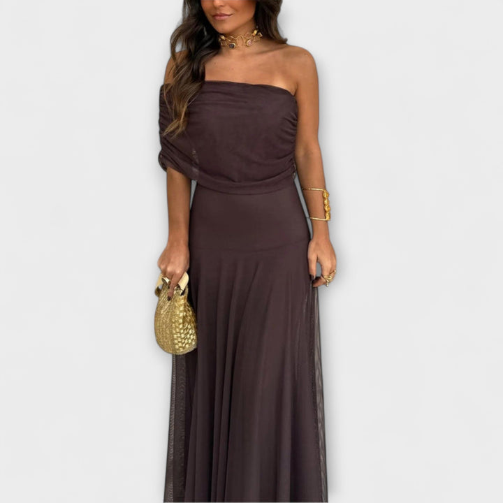 Toledo One-Shoulder Mesh Maxi Dress