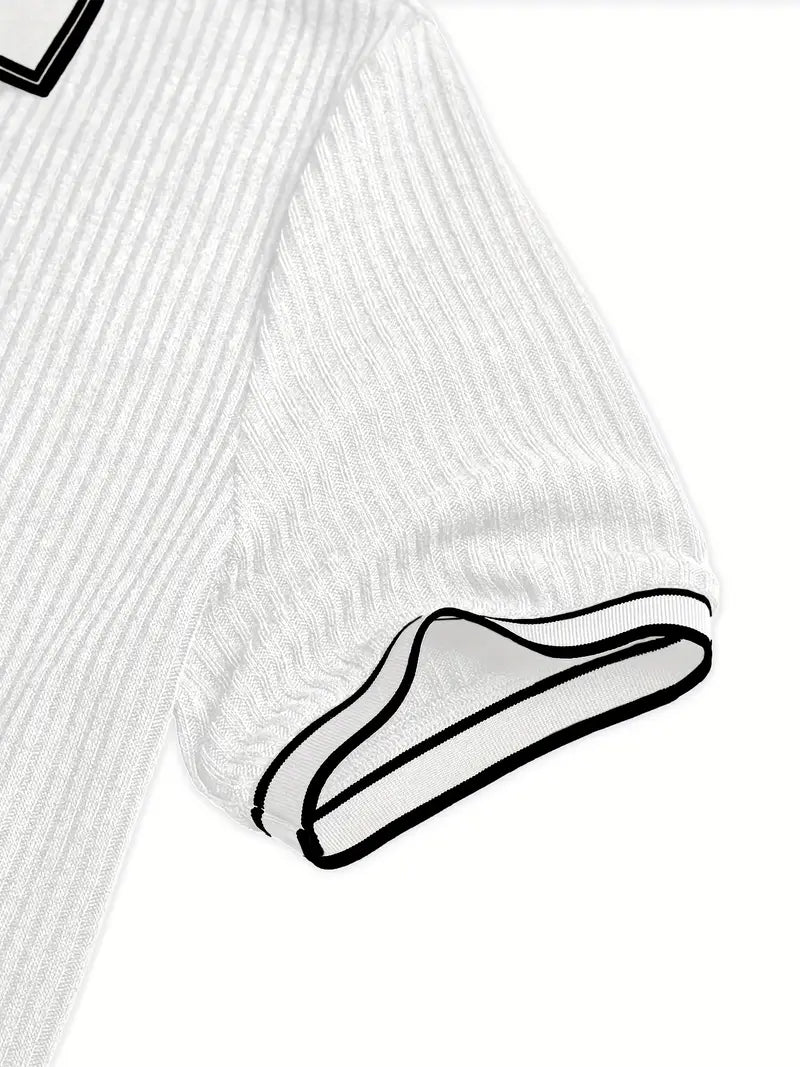 Pánské žebrované polo s kontrastním límečkem