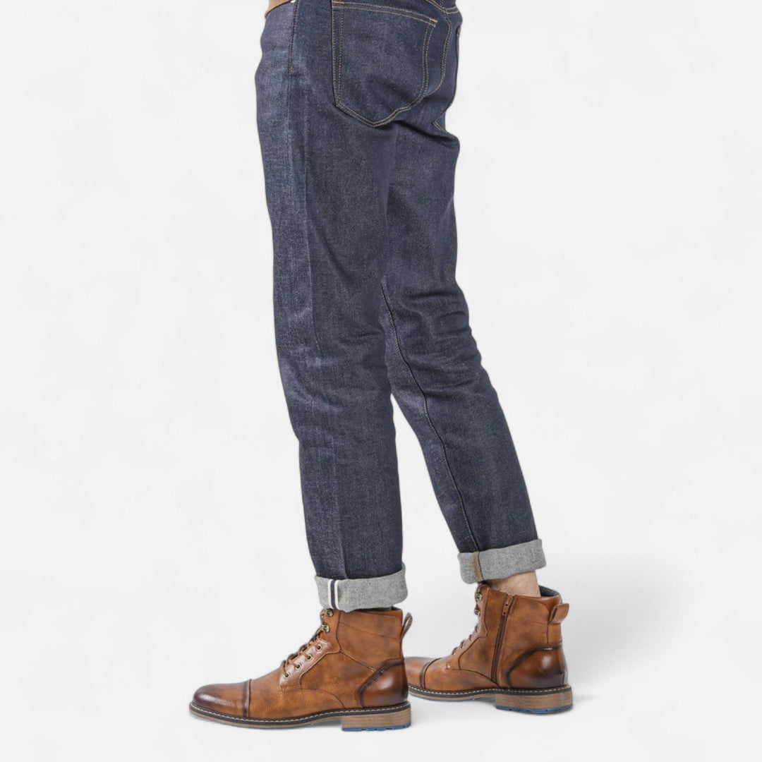 Męskie lekkie wiosenne skórzane buty za kostkę