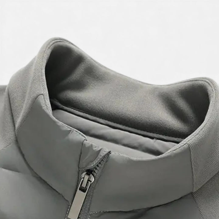 Pánská prošívaná péřová bunda s límcem do stoje