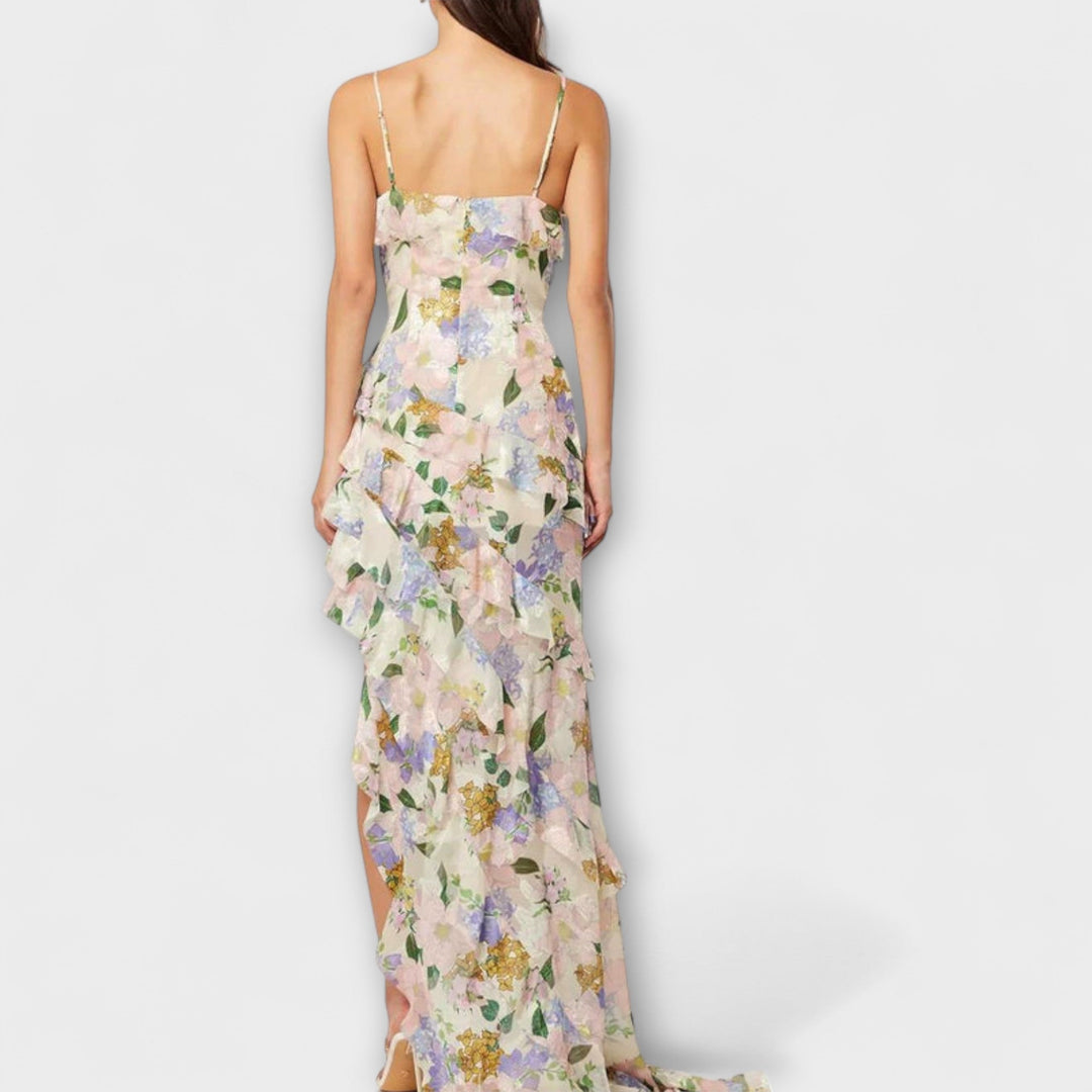 Robe à volants avec imprimé de bretelles