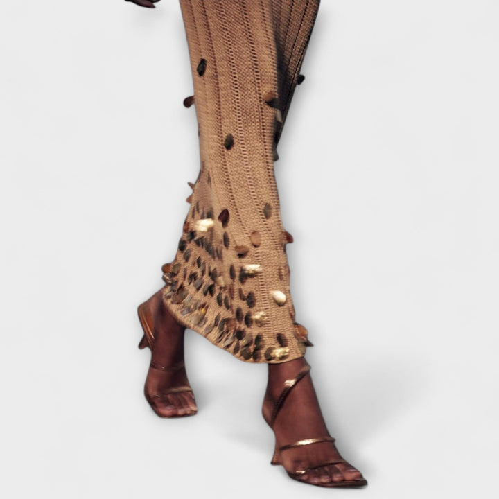 Gold Knit Maxi Dress by Dolly