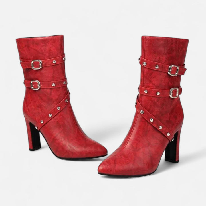 Dámské kožené kotníkové boty – zimní luxusní špičatá špička