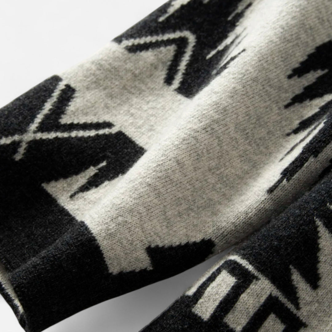 Women’s 100% Cashmere Tassel Cardigan – Vintage Jacquard Elegance